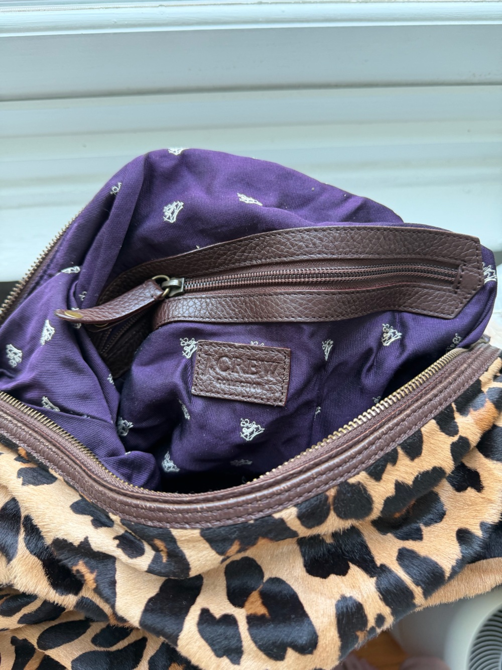 J. Crew Collection Leopard Print Tote Shoulder Bag - Brown/Black - Picture 4 of 4